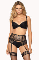 Anuk Suspender Belt with Lace in Black - Suspender Belts - RubyV Lingerie