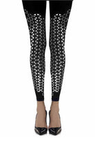 Beat Goes On Print Footless Tights - Black/Silver - 120 Denier - Footless Tights - RubyV Lingerie