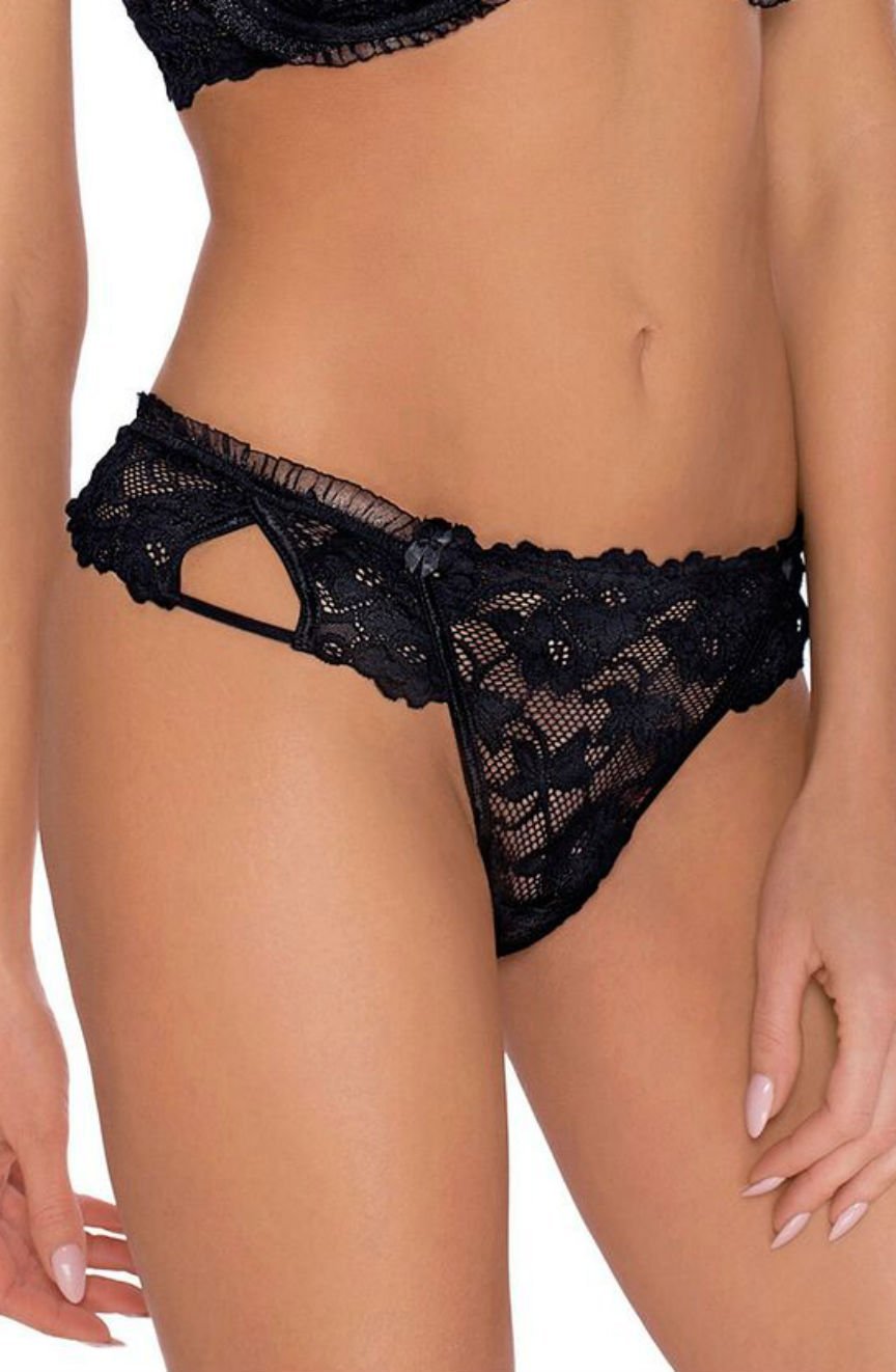 Carmen Thong with Lace in Black - Thong - RubyV Lingerie