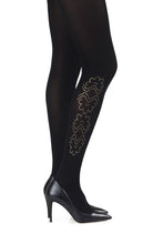 Caught In The Metal Print Tights - Black/Gold - 120 Denier - Print Tights - RubyV Lingerie