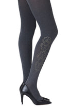 Caught In The Metal Print Tights - Heather Grey/Gold - 120 Denier - Print Tights - RubyV Lingerie