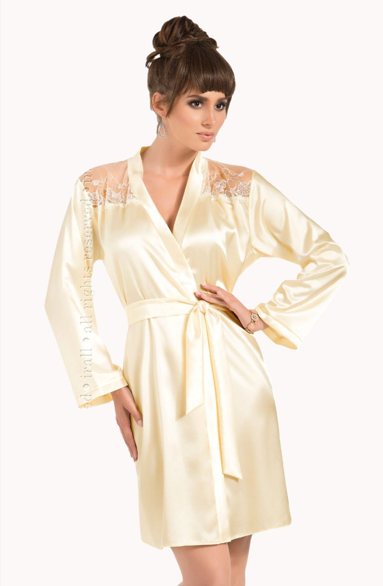 Daphne Dressing Gown - Cream - Dressing Gown - RubyV Lingerie