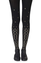 Diamonds Are Forever Print Tights - Black/Gold - 120 Denier - Print Tights - RubyV Lingerie