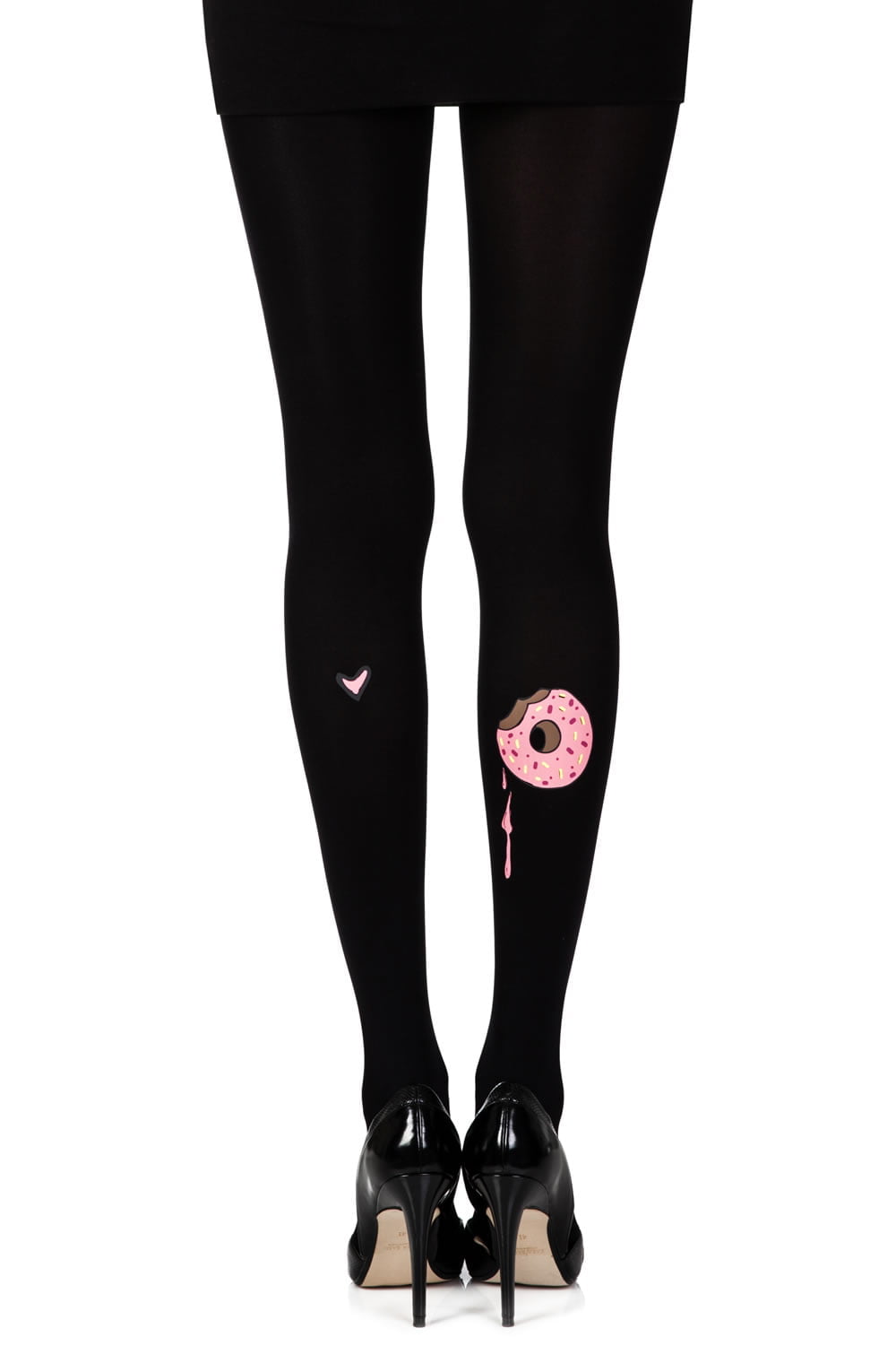 Donut Bite Print Tights - Black/Multi - 120 Denier - Print Tights - RubyV Lingerie