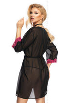 Flavia Dressing Gown - Black/Pink - Dressing Gown - RubyV Lingerie