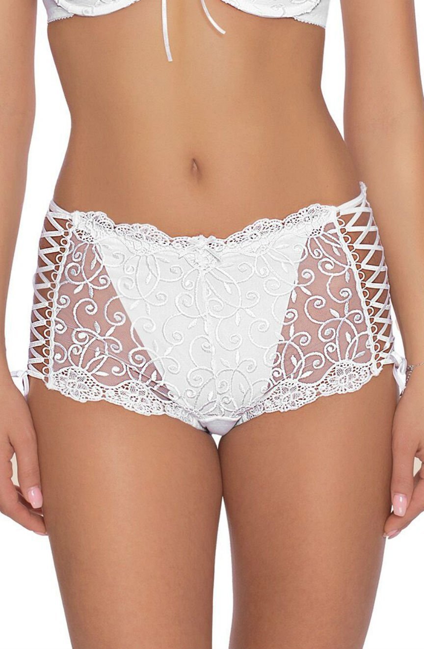 Ginewra Boy-Short with Lace in White - Short - RubyV Lingerie