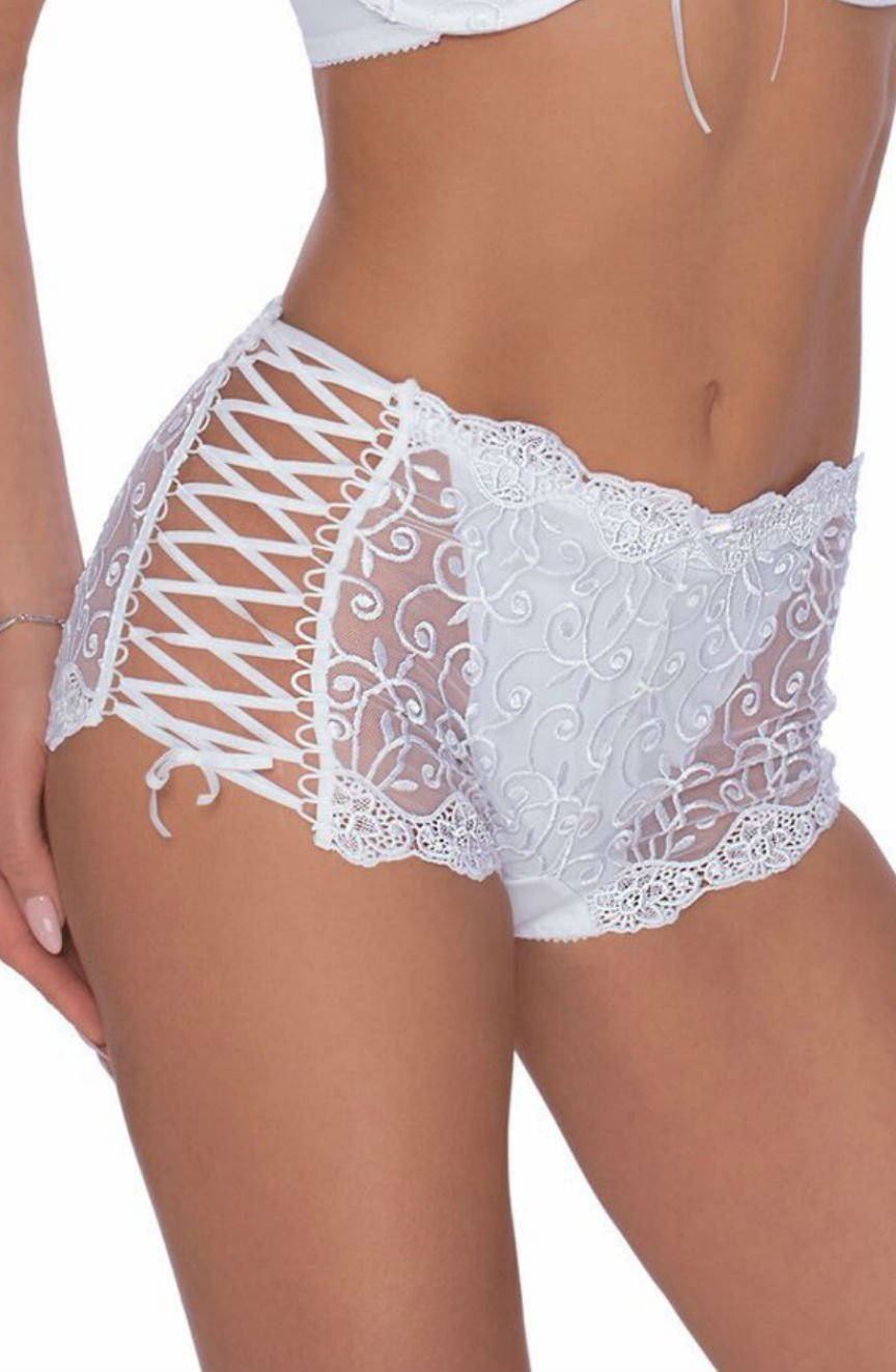 Ginewra Boy-Short with Lace in White - Short - RubyV Lingerie