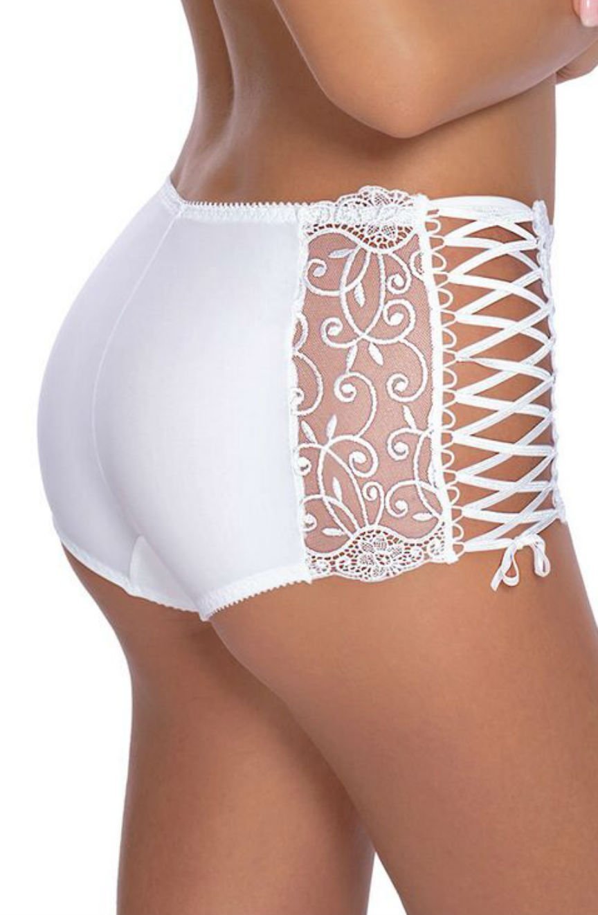 Ginewra Boy-Short with Lace in White - Short - RubyV Lingerie