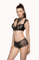 Idrisa Soft-Cup Bra with Lace in Black - Soft Cup Bra - RubyV Lingerie