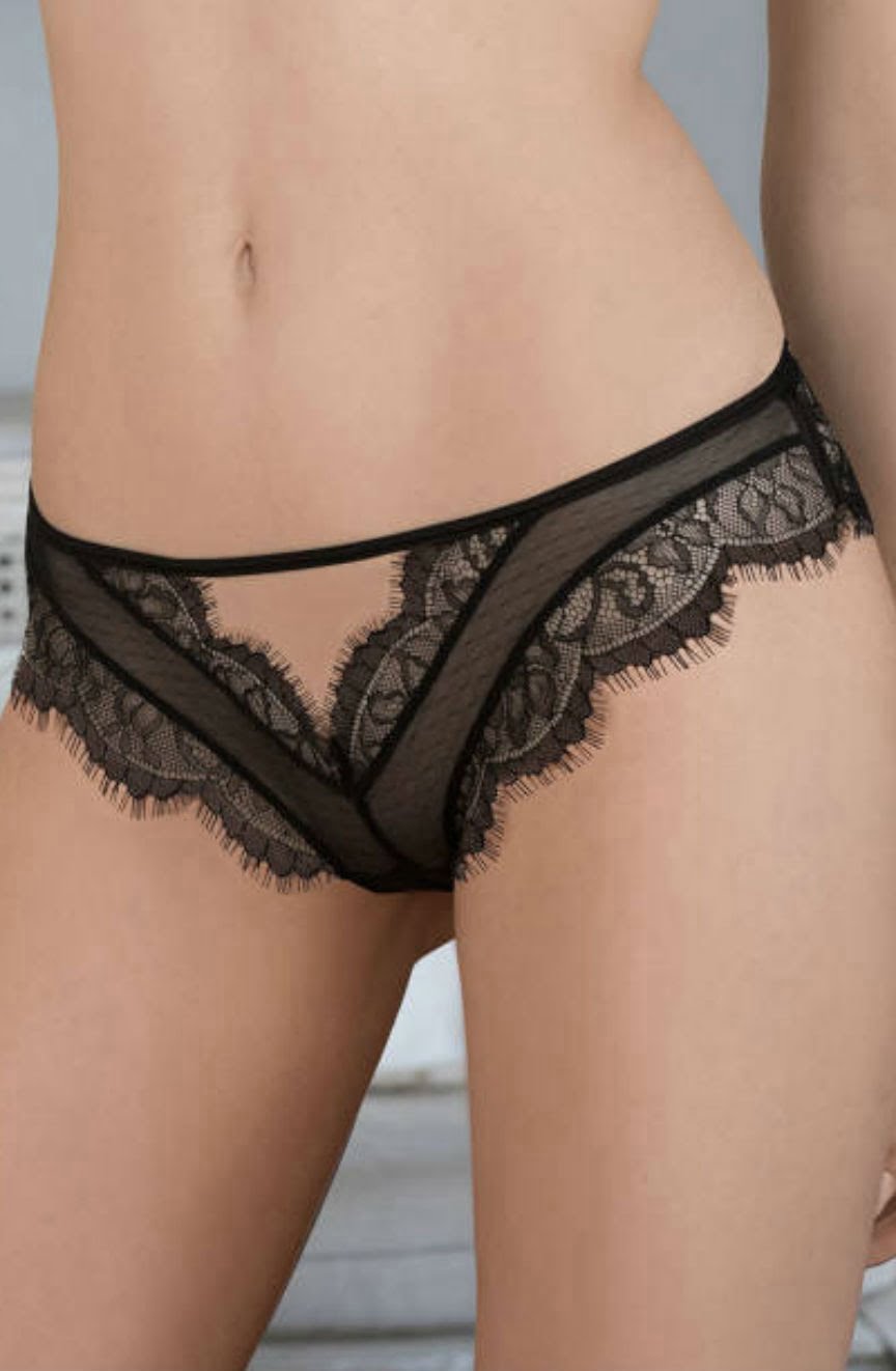 Idrisa Thong with Lace in Black - Thong - RubyV Lingerie