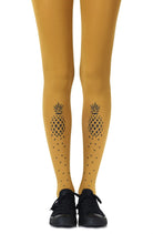 If You Like Piña Coladas Print Tights - Mustard/Black - 120 Denier - Print Tights - RubyV Lingerie