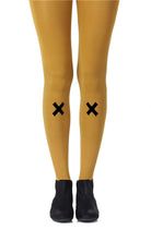 If You Like Piña Coladas Print Tights - Mustard/Black - 120 Denier - Print Tights - RubyV Lingerie