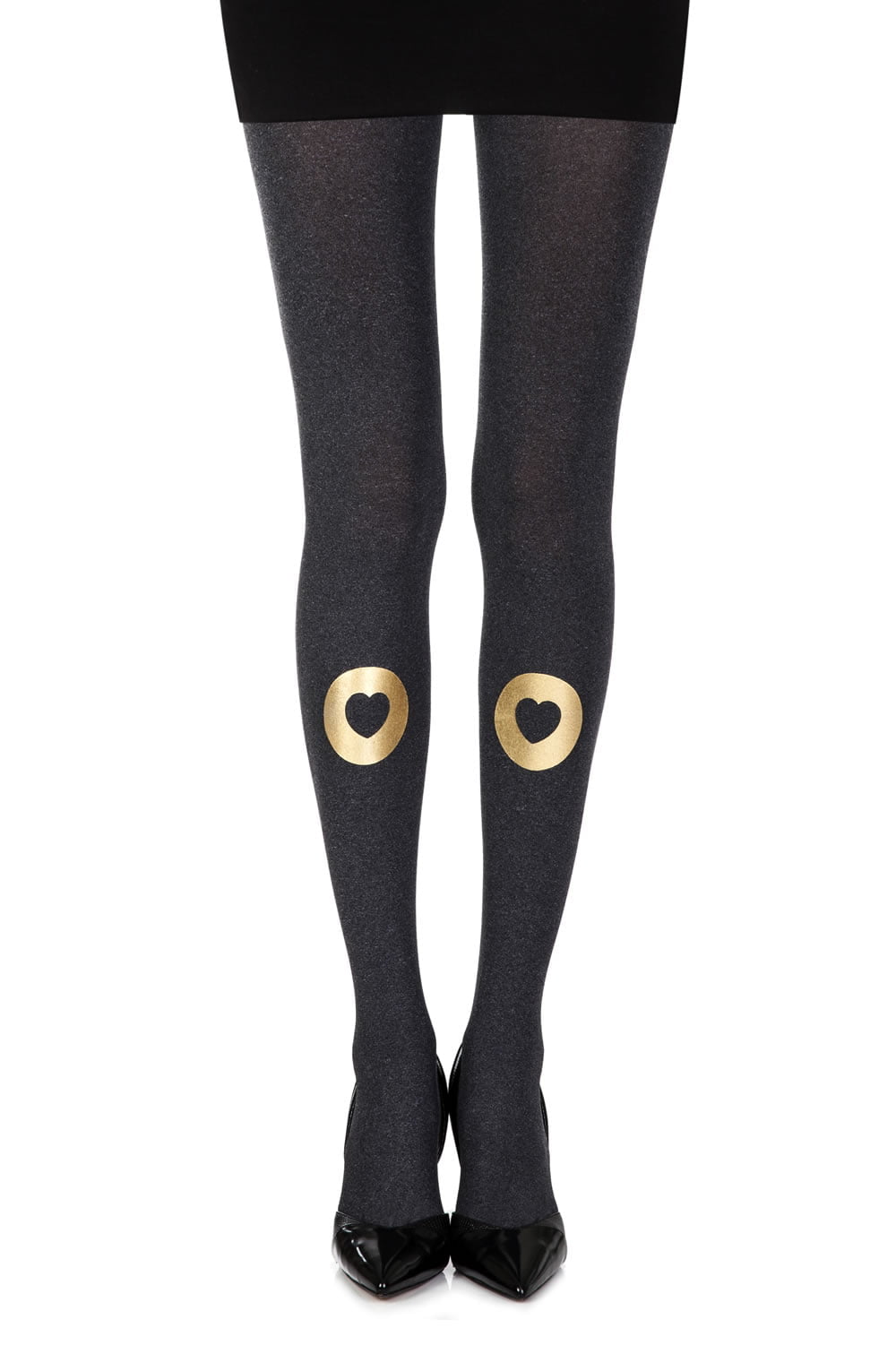 Into My Heart Print Tights - Grey/Gold - 120 Denier - Print Tights - RubyV Lingerie