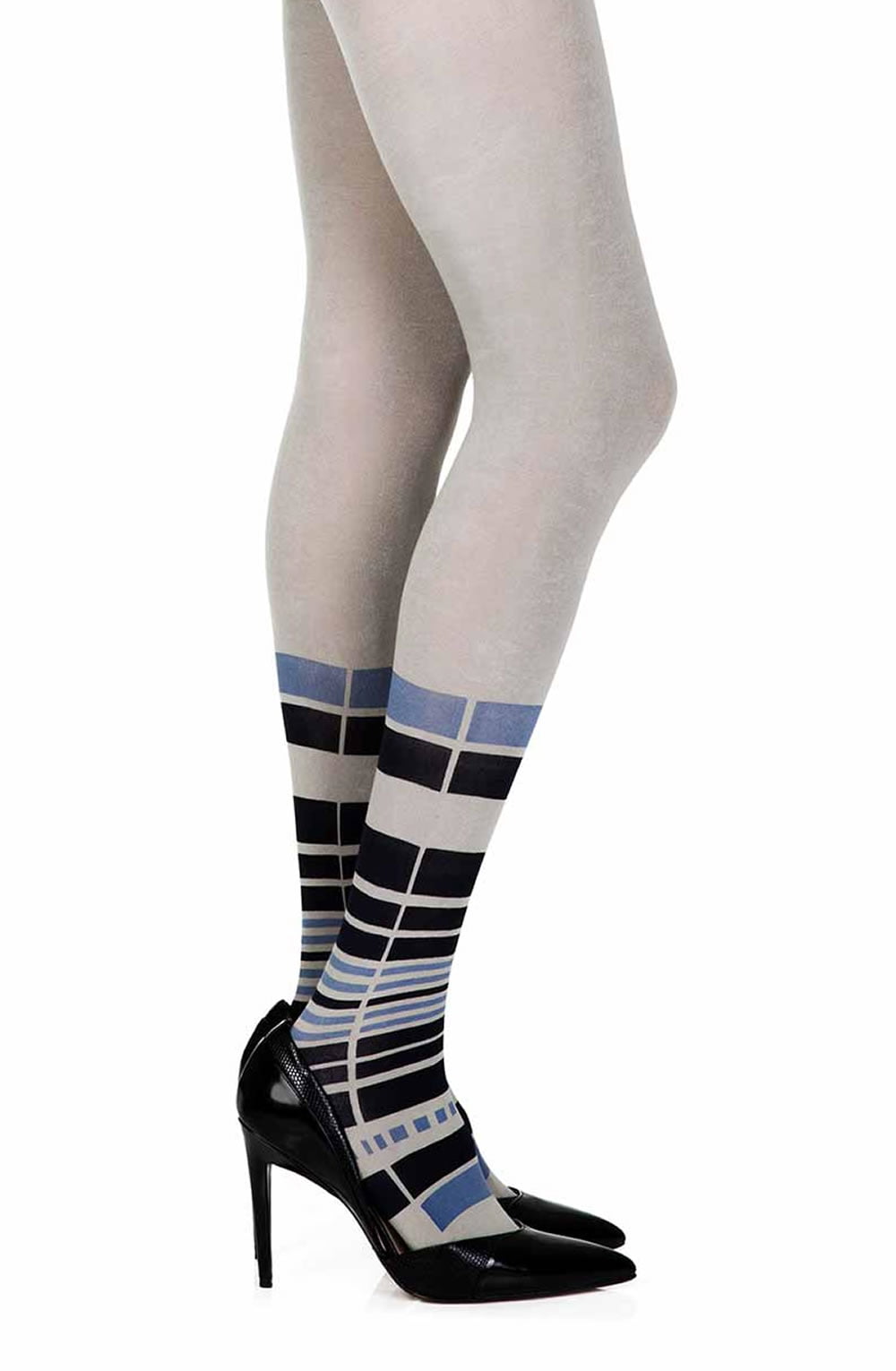 It's Britney Print Tights - Grey/Black/Blue - 100 Denier - Print Tights - RubyV Lingerie