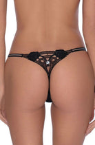 Lea Thong with Lace and Diamonte in Black - Thong - RubyV Lingerie