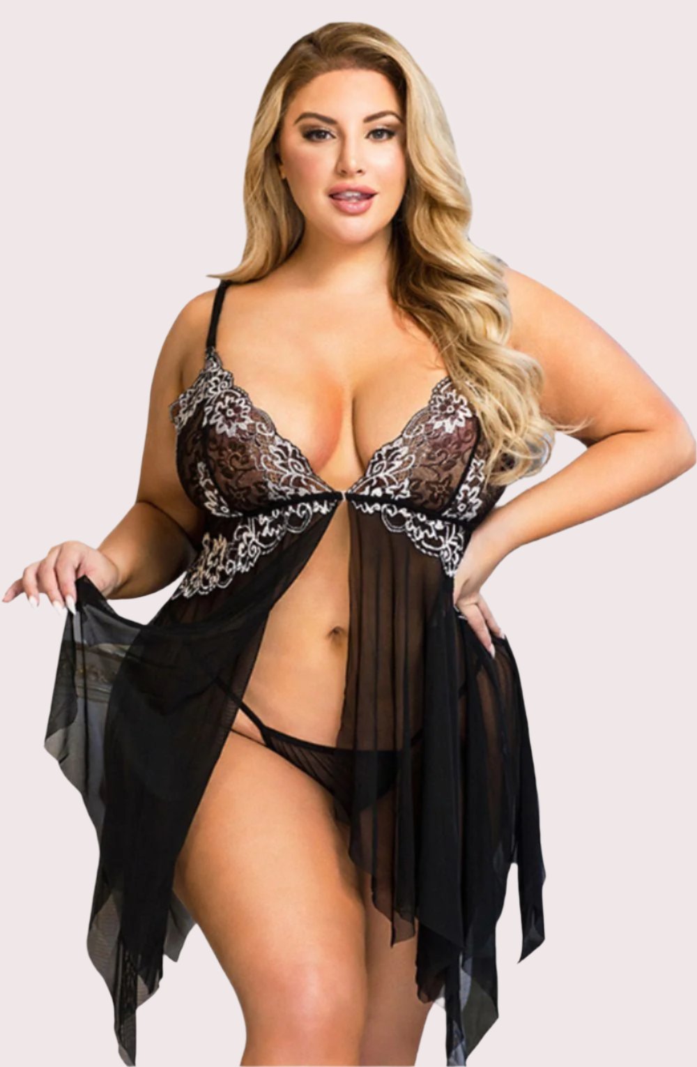 Madelyn Babydoll - Black (Plus) - Babydoll - RubyV Lingerie