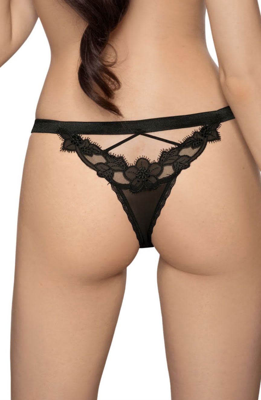 Malani Thong with Lace in Black - Thong - RubyV Lingerie