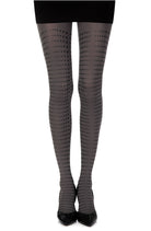 Matching Point Print Tights - Grey/Black - 120 Denier - Print Tights - RubyV Lingerie