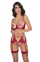 Mehendi Suspender Belt - Claret Red - RubyV Lingerie