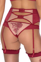 Mehendi Suspender Belt - Claret Red - RubyV Lingerie