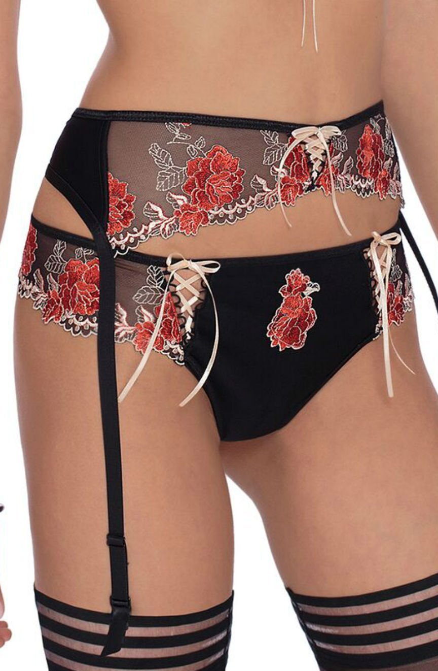 Natali Brief with Floral Detail in Black - Brief - RubyV Lingerie