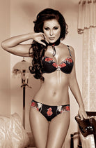 Natali Brief with Floral Detail in Black - Brief - RubyV Lingerie