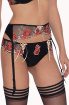 Natali Suspender Belt with Floral Detail in Black - RubyV Lingerie