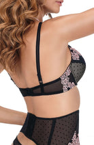 Nefer Push-Up Bra with Lace and Floral Detail in Black - Push Up Bra - RubyV Lingerie