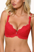 Newia Push Up Bra with Lace in Red - Push Up Bra - RubyV Lingerie