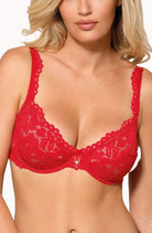 Newia Soft-Cup Bra with Lace in Red - Soft Cup Bra - RubyV Lingerie