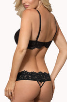 Newia Thong with Lace in Black - Thong - RubyV Lingerie