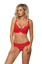 Newia Thong with Lace in Red - Thong - RubyV Lingerie