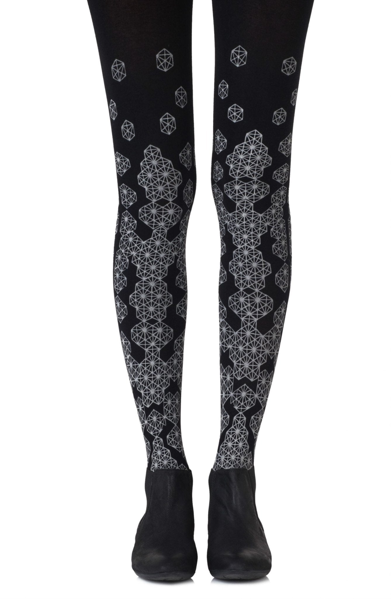 Queen Bee Print Tights - Black/Grey - 100 Denier - Print Tights - RubyV Lingerie