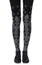 Queen Bee Print Tights - Black/Grey - 100 Denier - Print Tights - RubyV Lingerie