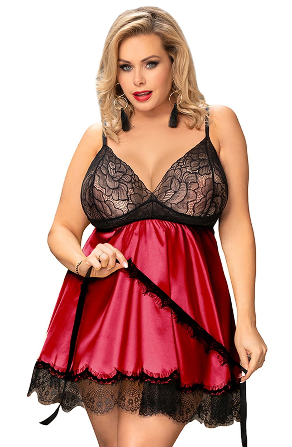 Raelyn Babydoll - Red/Black (Plus) - Babydoll - RubyV Lingerie