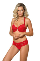 Sefia Push Up Bra with Halterneck in Red - Push Up Bra - RubyV Lingerie