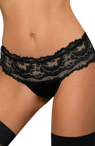 Sefia Thong with Lace in Black - Thong - RubyV Lingerie