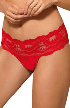 Sefia Thong with Lace in Red - Thong - RubyV Lingerie