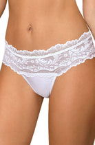 Sefia Thong with Lace in White - Thong - RubyV Lingerie