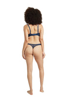 Sheer Deco Barely There Thong - Navy - Thong - RubyV Lingerie