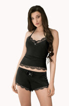 Sija Nightshirt with Lace in Black - Sleepshirt - RubyV Lingerie