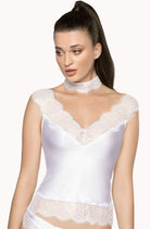 Sija Shirt with Eyelash Lace in White - Top - RubyV Lingerie