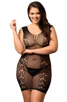 Sleeveless Bodystocking Dress in Black (Plus) - Dress - RubyV Lingerie