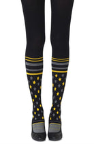 Sock It To Me Print Tights - Black/Grey/Yellow - 100 Denier - Print Tights - RubyV Lingerie