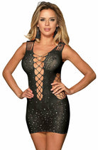 Sparkly Bodystocking Dress in Black - Dress - RubyV Lingerie