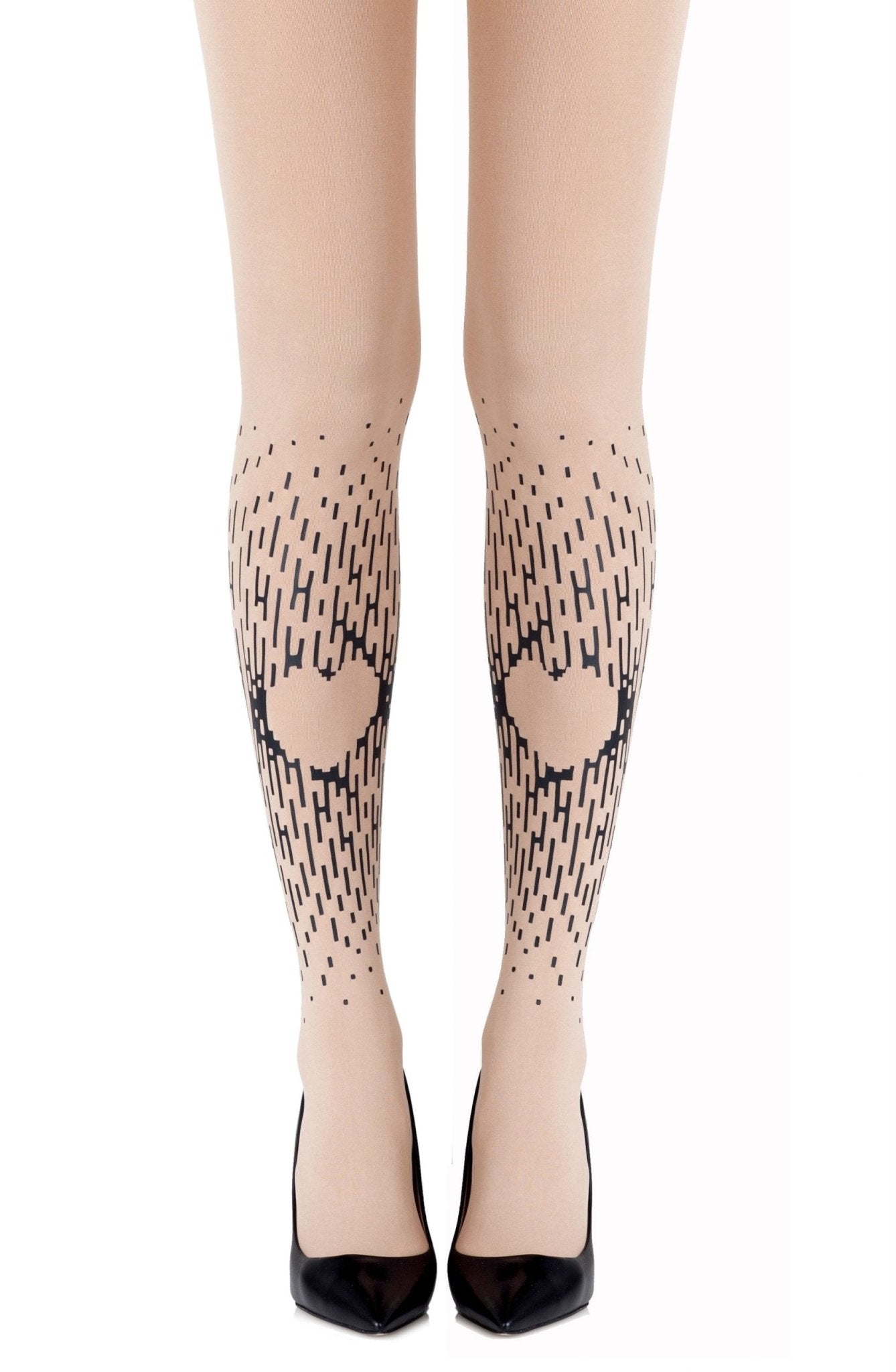 Spread The Love Print Tights - Powder/Black - 120 Denier - Print Tights - RubyV Lingerie