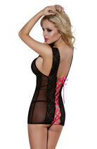 Stretch Mesh Chemise - Black/Rose - Chemise - RubyV Lingerie