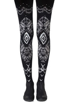 The Long And Winding Road Print Tights - Black/Grey - 100 Denier - Print Tights - RubyV Lingerie