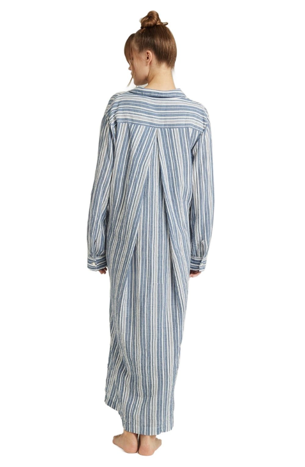 The Maxi Shirt Organic Cotton - French Navy Stripe - Sleepshirt - RubyV Lingerie